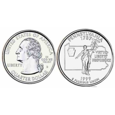 سکه کوارتر - ایالت پنسیلوانیا - آمریکا 1999 غیر بانکی