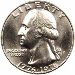 سکه 25 سنت - کوارتر - نیکل مس - تصویر جرج واشنگتن  - آمریکا 1965 بانکی