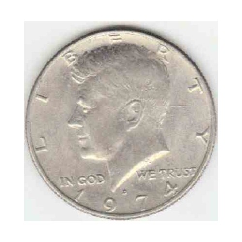 سکه 50 سنت - نیم دلار - نیکل مس - آمریکا 1974 غیر بانکی