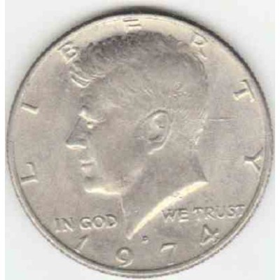 سکه 50 سنت - نیم دلار - نیکل مس - آمریکا 1974 غیر بانکی