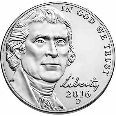 سکه 5 سنت - نیکل مس - آمریکا 2016 غیر بانکی