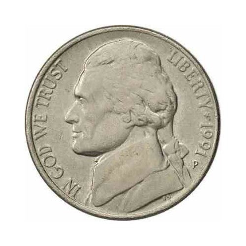 سکه 5 سنت - نیکل مس - آمریکا  1991غیر بانکی