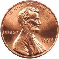 سکه 1 سنت - برنجی - آمریکا 1992غیر بانکی