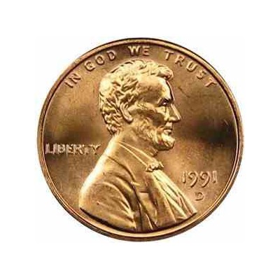 سکه 1 سنت - برنجی - آمریکا 1991غیر بانکی
