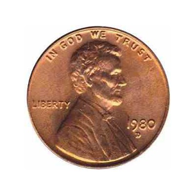 سکه 1 سنت - برنجی - آمریکا 1980غیر بانکی