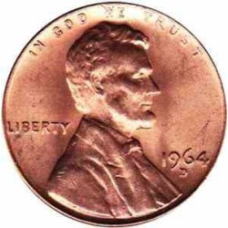 سکه 1 سنت - برنجی - آمریکا 1964غیر بانکی