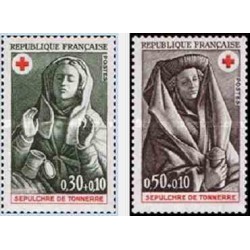 2 عدد تمبر صلیب سرخ  - تابلو - فرانسه 1973