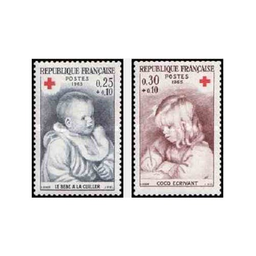 2 عدد تمبر صلیب سرخ  - تابلو - فرانسه 1965
