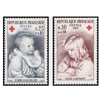2 عدد تمبر صلیب سرخ  - تابلو - فرانسه 1965