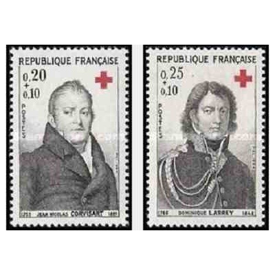 2 عدد تمبر صلیب سرخ - فرانسه 1964