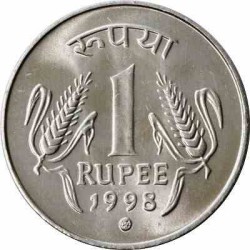 سکه 1 روپیه - فولاد ضد زنگ - هندوستان 1998 غیر بانکی