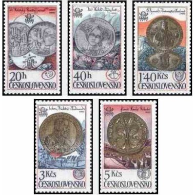 5 عدد تمبر 65مین سال تاسیس ضرابخانه کرمنیکا و نمایشگاه بین المللی تمبر پراگا - سکه ها - چک اسلواکی 1978
