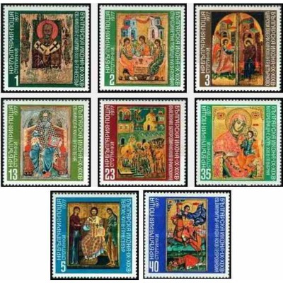 8 عدد تمبر تابلو نقاشی - شمایلهای بلغاری - بلغارستان 1977 قیمت 5.5 دلار