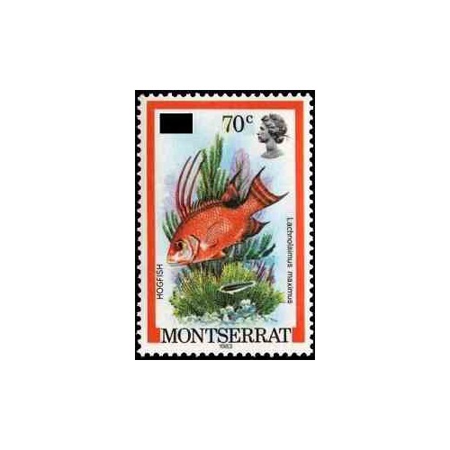 1 عدد تمبر  سری پستی - ماهیها - سورشارژ  - مونتسرت 1981