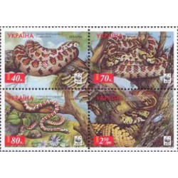4 عدد تمبر WWF - مار پلنگی - اوکراین 2002 قیمت 3.5 دلار