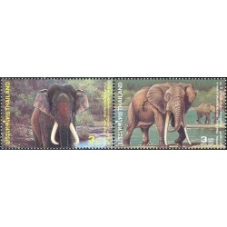 2 عدد تمبر سالگرد روابط دیپلماتیک با آفریقای جنوبی  - فیل آفریقایی و فیل آسیائی-  تایلند 2003 تایلند 2002