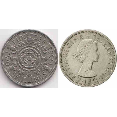سکه 2 شیلینگ - نیکل مس - انگلیس 1966 غیر بانکی