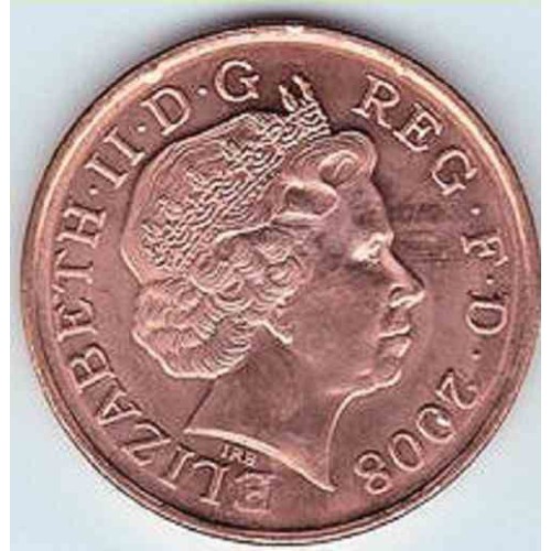 سکه 2 پنس مس روکش استیل - انگلیس 2008 غیر بانکی