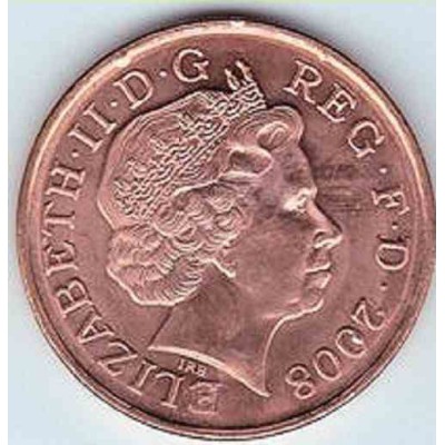 سکه 2 پنس مس روکش استیل - انگلیس 2008 غیر بانکی