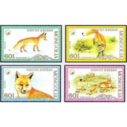 4 عدد تمبر روباه سرخ - مغولستان 1987 قیمت 3.5 دلار