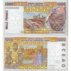 اسکناس 1000 فرانک - آفریقای غربی - نیجر 2002 امضا مطابق توضیح
