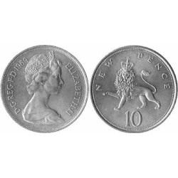 سکه 10 پنس نیکل مس - انگلیس 1969 غیر بانکی