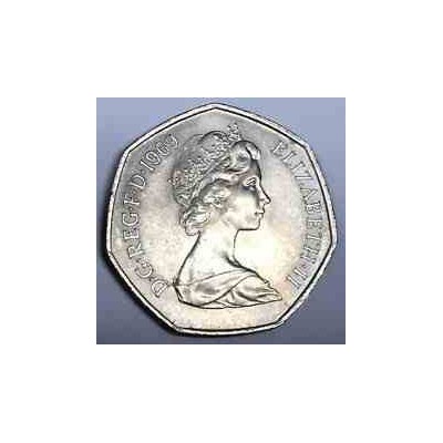 سکه 50 پنس نیکل مس - انگلیس 1969 غیر بانکی