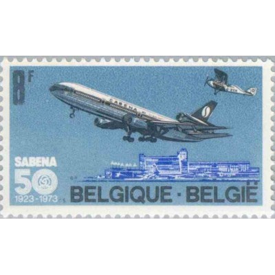 1 عدد تمبر پنجامین سال هواپیمائی سابنا - بلژیک 1973