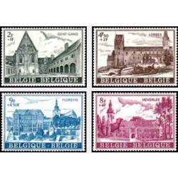 4 عدد تمبر نسخه فرهنگی - بناهای تاریخی - بلژیک 1973
