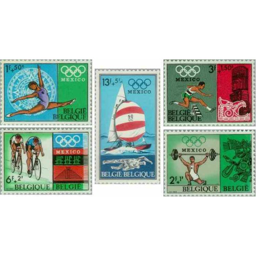 5 عدد تمبر بازی های المپیک - مکزیکو سیتی، مکزیک - بلژیک 1968 5 عدد تمبر بازی های المپیک - مکزیکو سیتی، مکزیک - بلژیک 1968