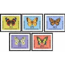 5 عدد تمبر پروانه ها - جمهوری دموکراتیک آلمان 1964 قیمت 11.6 دلار