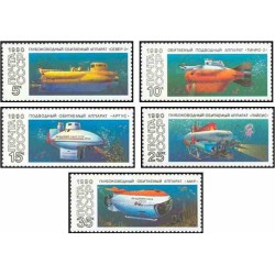 5 عدد تمبر زیردریائی های تحقیقاتی - شوروی 1990