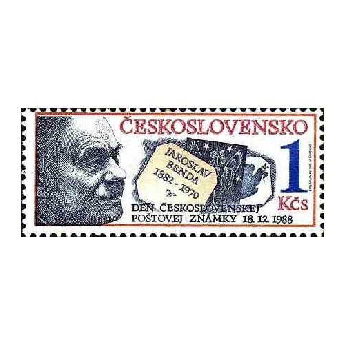 1 عدد تمبر روز تمبر  - سالگرد تولد یوروسلاو بندا طراح تمبر - چک اسلواکی 1988