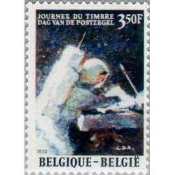1 عدد تمبر روز تمبر - فرود بشر روی ماه - بلژیک 1972