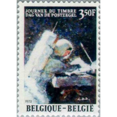 1 عدد تمبر روز تمبر - فرود بشر روی ماه - بلژیک 1972