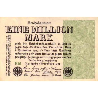 اسکناس 1.000.000 مارک -رایش آلمان 1923 کیفیت 98%