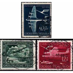 3 عدد تمبر بیست و پنجمین سالگرد پست هوائی - رایش آلمان 1944 مهر خورده