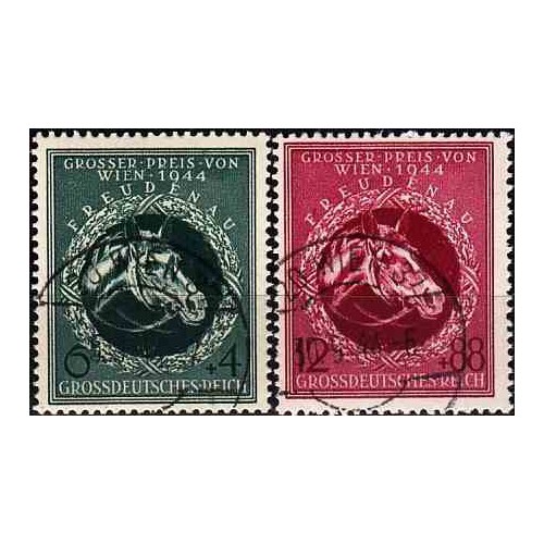 2 عدد تمبر دربی اسبدوانی وین - رایش آلمان 1944 مهر خورده 2 عدد تمبر دربی اسبدوانی وین - رایش آلمان 1944 مهر خورده