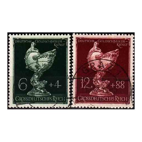 2 عدد تمبر هنر زرگری  - رایش آلمان 1944 مهر خورده