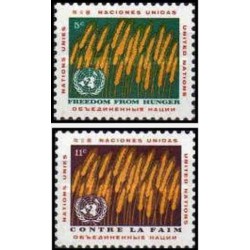 2 عدد تمبر نجات از گرسنگی - نیویورک سازمان ملل 1963