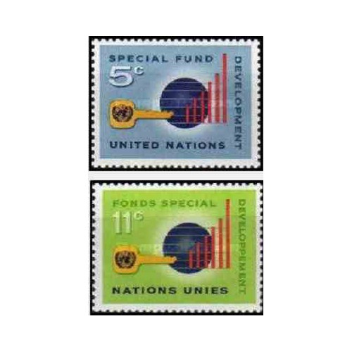 2 عدد تمبر صندوق ویژه ی سازمان ملل - نیویورک سازمان ملل 1965