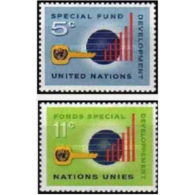2 عدد تمبر صندوق ویژه ی سازمان ملل - نیویورک سازمان ملل 1965