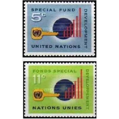 2 عدد تمبر صندوق ویژه ی سازمان ملل - نیویورک سازمان ملل 1965