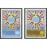 2 عدد تمبر فدراسیون جهانی سازمان ملل متحد یا WFUNA - نیویورک سازمان ملل 1966