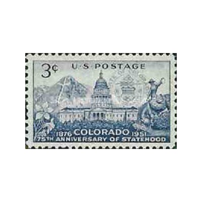1 عدد تمبر 75مین سالگرد تاسیس ایالت کلرادو- آمریکا 1951