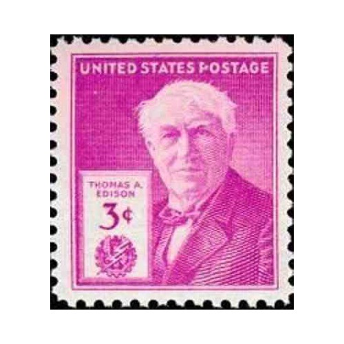1 عدد تمبر صدمین سالگرد تولد توماس ادیسون - مخترع  - آمریکا 1947
