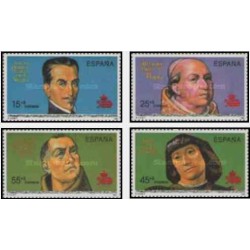 4 عدد تمبر پانصدمین سالگرد آمریکا - اسپانیا 1991