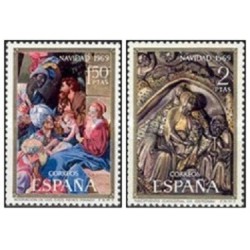 2 عدد  تمبرکریسمس - اسپانیا 1969