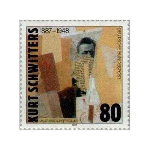 1 عدد تمبر یادبود کورت شویتر  - نقاش و نویسنده - جمهوری فدرال آلمان 1987