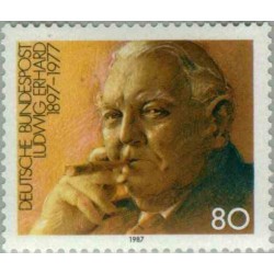1 عدد تمبر نودمین سال تولد لودویک ارهارد - سیاستمدار - جمهوری فدرال آلمان 1987